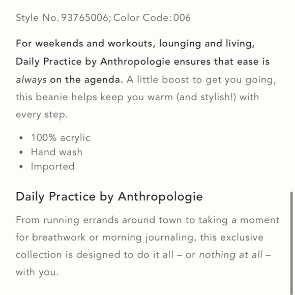 Anthropologie Daily Practice Sport Club Ribbed Beanie Hat in Light Grey - Picture 4 of 5